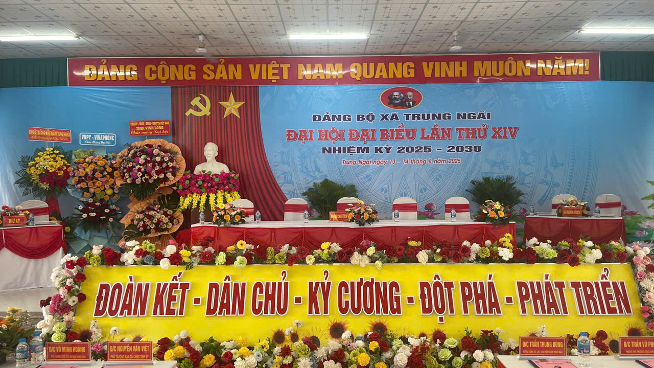 Ngày 13/8/2025 Đảng bộ xã Trung Ngãi tổ chức phiên trù bị Đại Hội Đại biểu Đảng bộ xã Trung Ngãi lần thứ XIV, nhiệm kỳ 2025 - 2030.